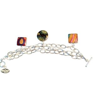 Delia González for Pineda Covalin toggle silver bracelet with 925 charms